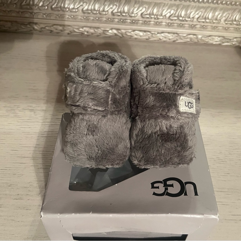 UGG Kids Gray Fuzzy Booties